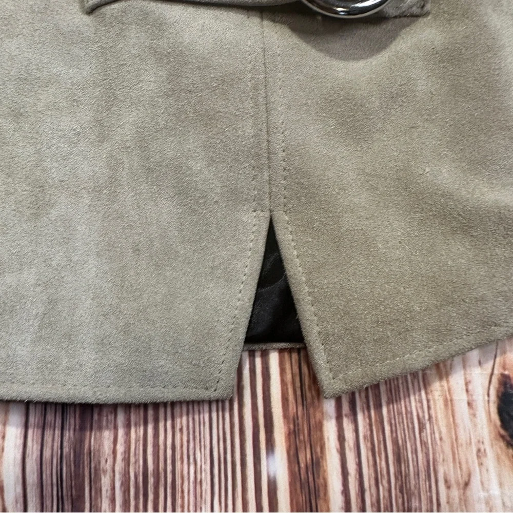 Free People Understated Leather Suede Buckle Mini Skirt Size XS